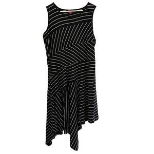 Vince Camuto Blue White Stripe Dress Sleeveless Angled Hem Size 2X